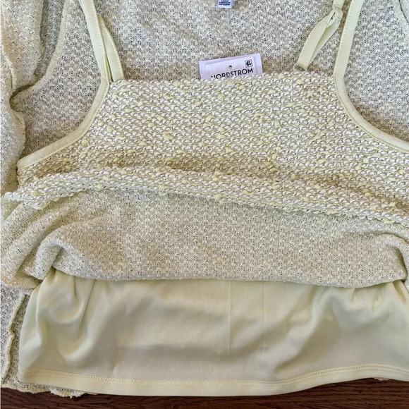 NWT Nordstrom Women's Yellow Crop-top Size Large Stretchy Lined Top Y2K - Picture 6 of 9